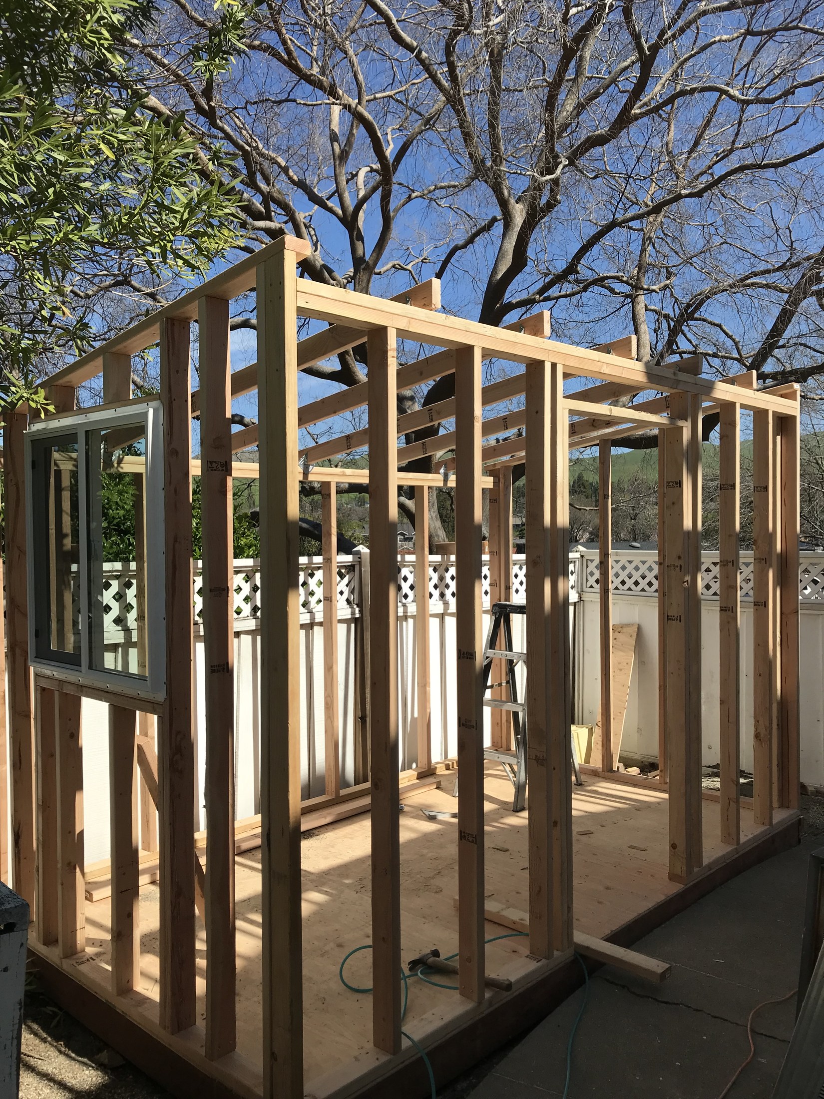 Shed build process: framing by 360 Construction JN
