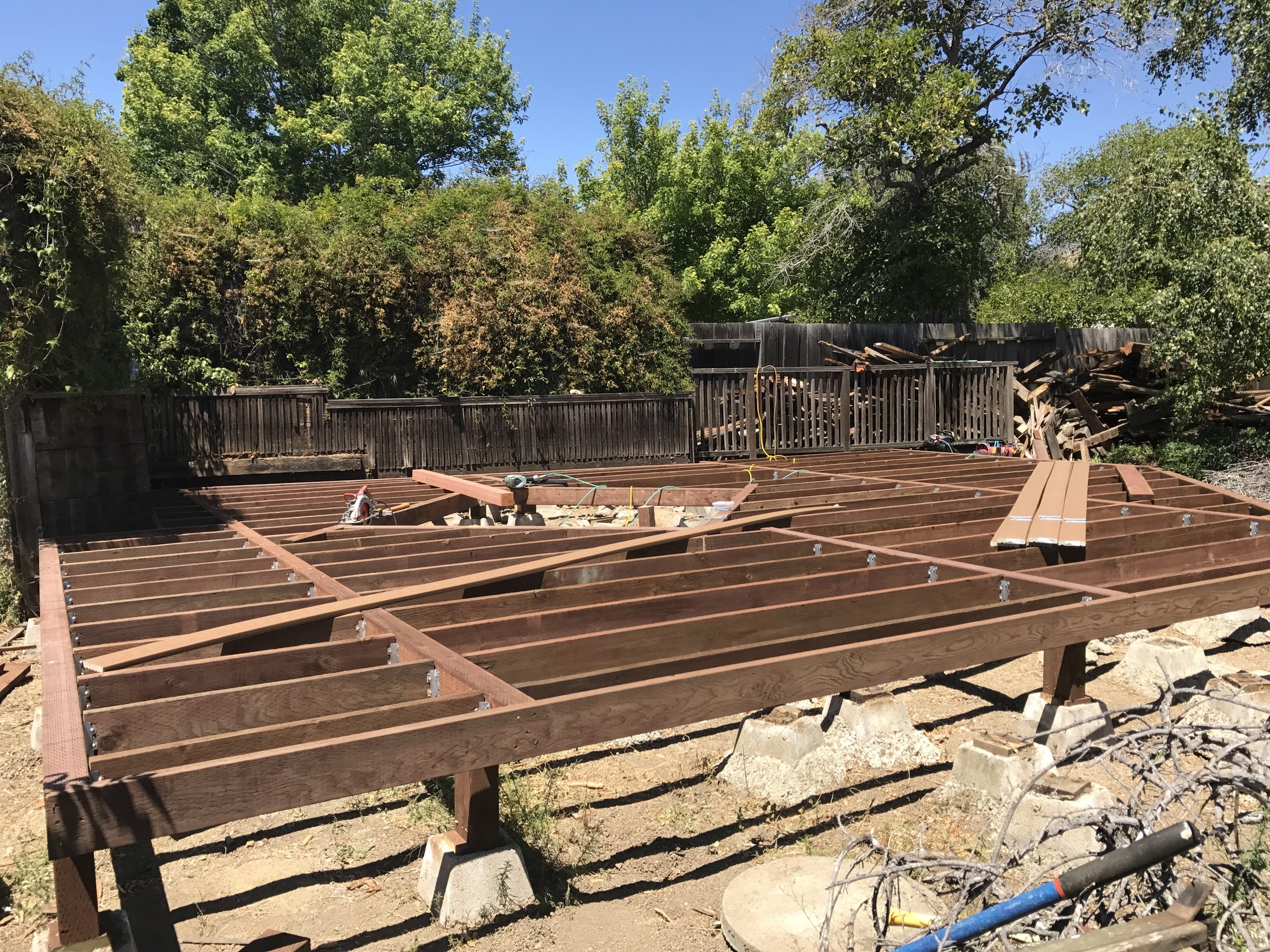Deck framing before completion by 360 Construction JN