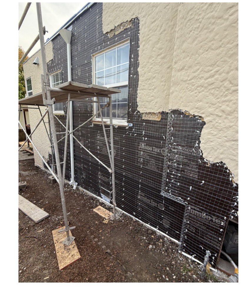 Before photo for exterior siding and wall finish comparison