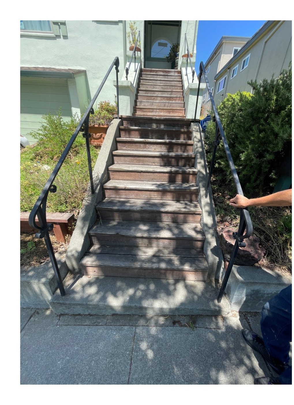 Before photo for exterior stair painting comparison
